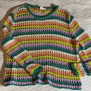 Adyson Parker Ady P crochet multi color long sleeve top/sweater XL. EUC